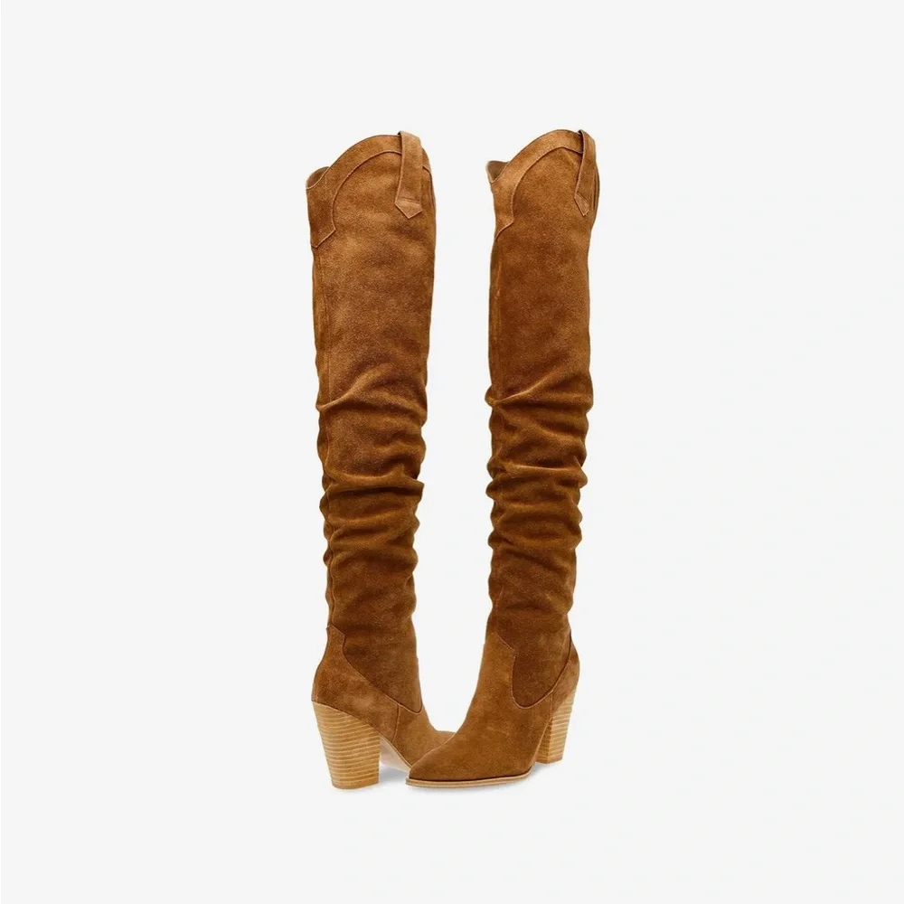 Steve Madden Landy OTK chestnut western boots 6